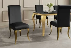 Stuhl MODERN BAROCK DELUXE schwarz Samt mit goldenen Edelstahlbeinen
