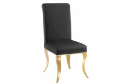 Stuhl MODERN BAROCK DELUXE schwarz Samt mit goldenen Edelstahlbeinen