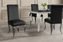 Stuhl MODERN BAROCK DELUXE schwarz Samt mit silbernen Edelstahlbeinen