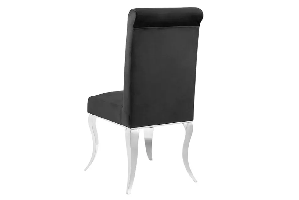 Stuhl MODERN BAROCK DELUXE schwarz Samt mit silbernen Edelstahlbeinen