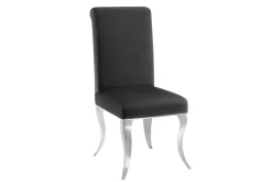 Stuhl MODERN BAROCK DELUXE schwarz Samt mit silbernen Edelstahlbeinen