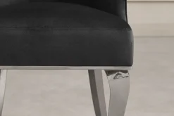 Stuhl MODERN BAROCK DELUXE schwarz Samt silber Edelstahlbeine mit Löwenkopf