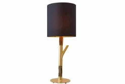 Tischlampe JEWELRY 75cm schwarz gold natur Eisenholz Massivholz