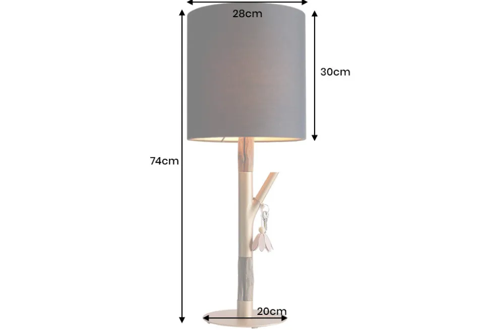 Tischlampe JEWELRY 75cm schwarz gold natur Eisenholz Massivholz