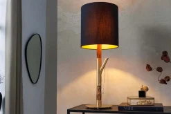 Tischlampe JEWELRY 75cm schwarz gold natur Eisenholz Massivholz