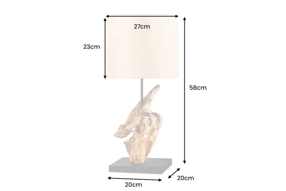 Treibholz Tischlampe HYPNOTIC 60cm natur Leinen-Schirm