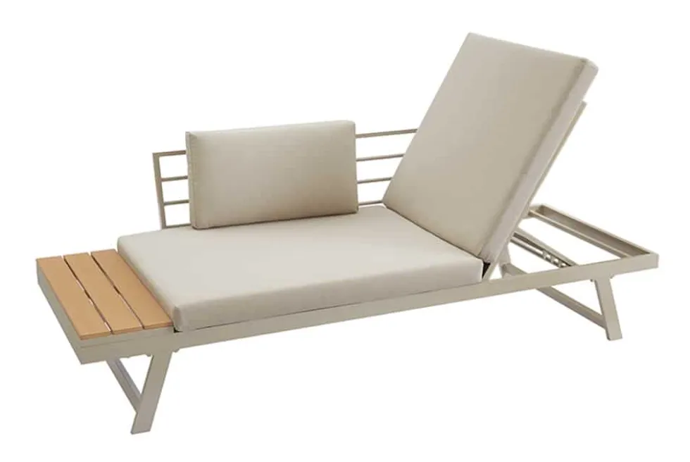 Verstellbare Gartenlounge MODULAR MIAMI 230cm champagner greige Gartensofa oder Gartenliege