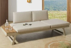 Verstellbare Gartenlounge MODULAR MIAMI 230cm champagner greige Gartensofa oder Gartenliege