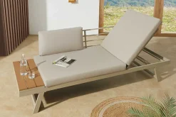 Verstellbare Gartenlounge MODULAR MIAMI 230cm champagner greige Gartensofa oder Gartenliege