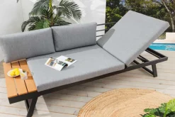 Verstellbare Gartenlounge MODULAR MIAMI 230cm grau natur anthrazit Gartensofa oder Gartenliege