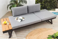 Verstellbare Gartenlounge MODULAR MIAMI 230cm grau natur anthrazit Gartensofa oder Gartenliege