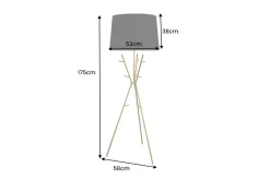 Vielseitige Stehlampe WARDROBE 175cm gold schwarz Garderobe mit Stoffschirm Metall