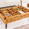 Vintage Couchtisch SEVEN SEAS 100cm natur Pinie Massivholz Glas Hairpin Legs mit Stauraum