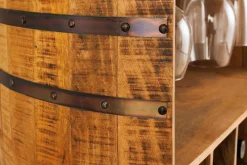 Vintage Weinregal BODEGA 90cm natur Mangoholz Barschrank Fass für 15 Flaschen