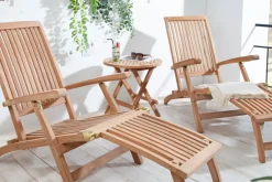 Wetterfester Beistelltisch EMPIRE TEAK 50cm Massivholz rund klappbar Outdoor Gartentisch