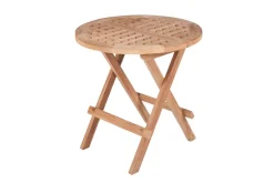 Wetterfester Beistelltisch EMPIRE TEAK 50cm Massivholz rund klappbar Outdoor Gartentisch