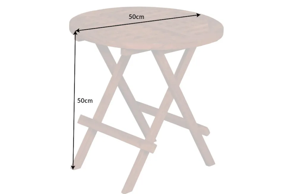 Wetterfester Beistelltisch EMPIRE TEAK 50cm Massivholz rund klappbar Outdoor Gartentisch