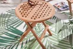 Wetterfester Beistelltisch EMPIRE TEAK 50cm Massivholz rund klappbar Outdoor Gartentisch