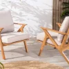 Wetterfester Gartenstuhl COMFORT LINE natur beige Akazienholz Loungesessel
