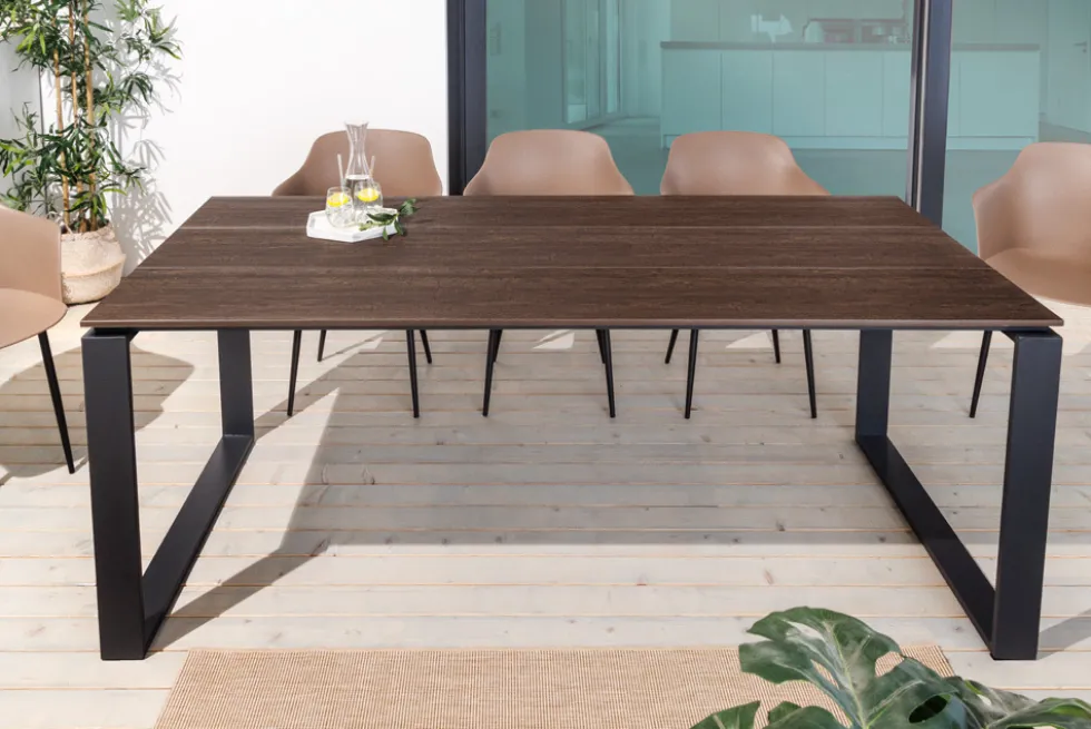 Wetterfester Gartentisch FLOATING 210cm braun schwarz Aluminium Outdoor Esstisch modern