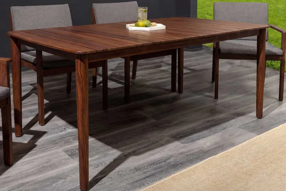 Wetterfester Gartentisch KOPENHAGEN 160cm braun Akazie honey finish Massivholz Outdoor