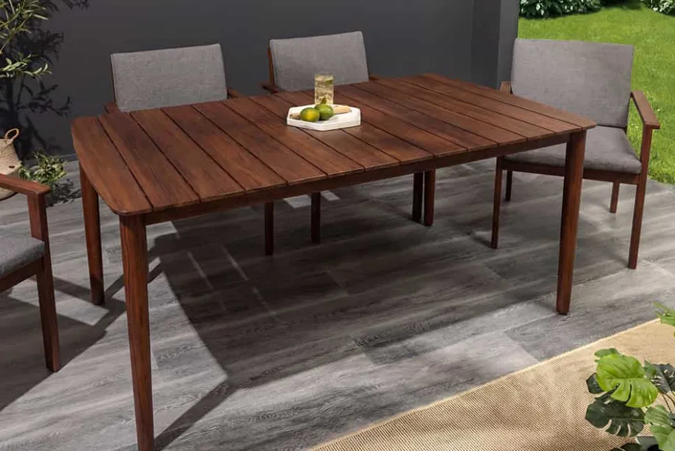 Wetterfester Gartentisch KOPENHAGEN 160cm braun Akazie honey finish Massivholz Outdoor