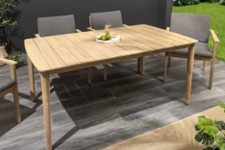 Wetterfester Gartentisch KOPENHAGEN 160cm natur Akazie Massivholz Bootsform Outdoor