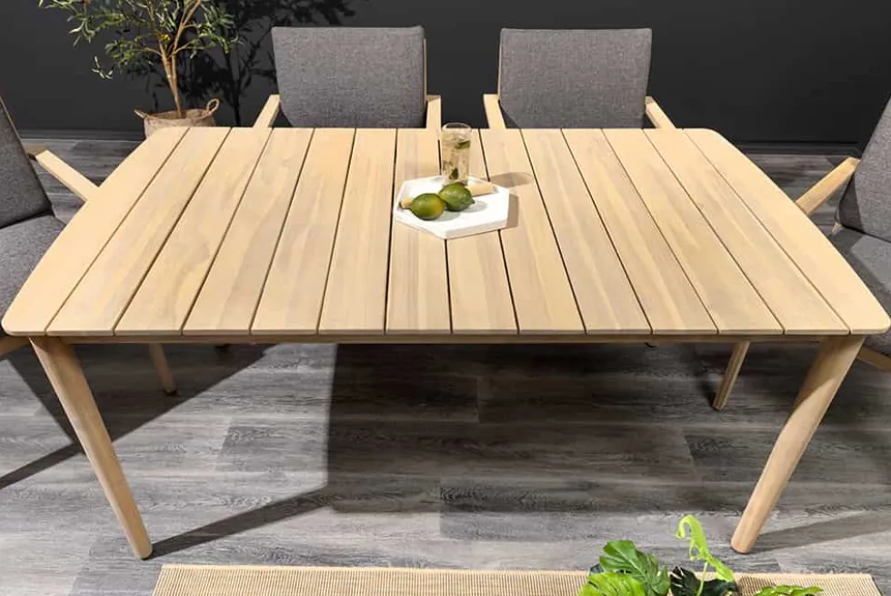 Wetterfester Gartentisch KOPENHAGEN 160cm natur Akazie Massivholz Bootsform Outdoor