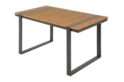 Wetterfester Gartentisch TAMPA LOUNGE 125cm grau natur Aluminium Metall Holz-Design Outdoor