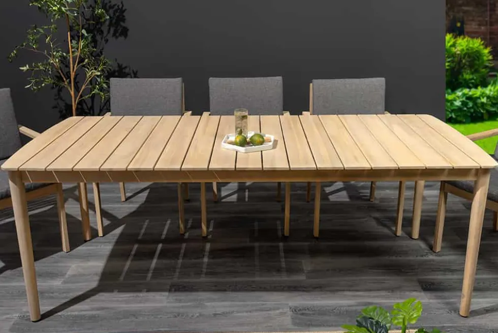 Wetterfester Gartentisch KOPENHAGEN 220cm natur Akazie Massivholz In- und Outdoor