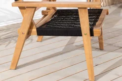 Wetterfestes 2er Set Gartenstuhl BALI ROPE natur anthrazit Akazienholz Loungesessel
