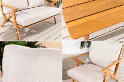 Wetterfestes Gartenlounge-Set COMFORT LINE natur beige Akazie 4-teilig inkl. Tisch