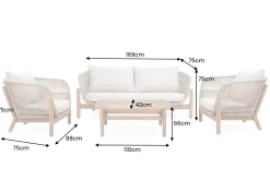 Wetterfestes Gartenlounge Set ROPE natur beige Akazienholz Aluminium inkl. Tisch Sitzpolster