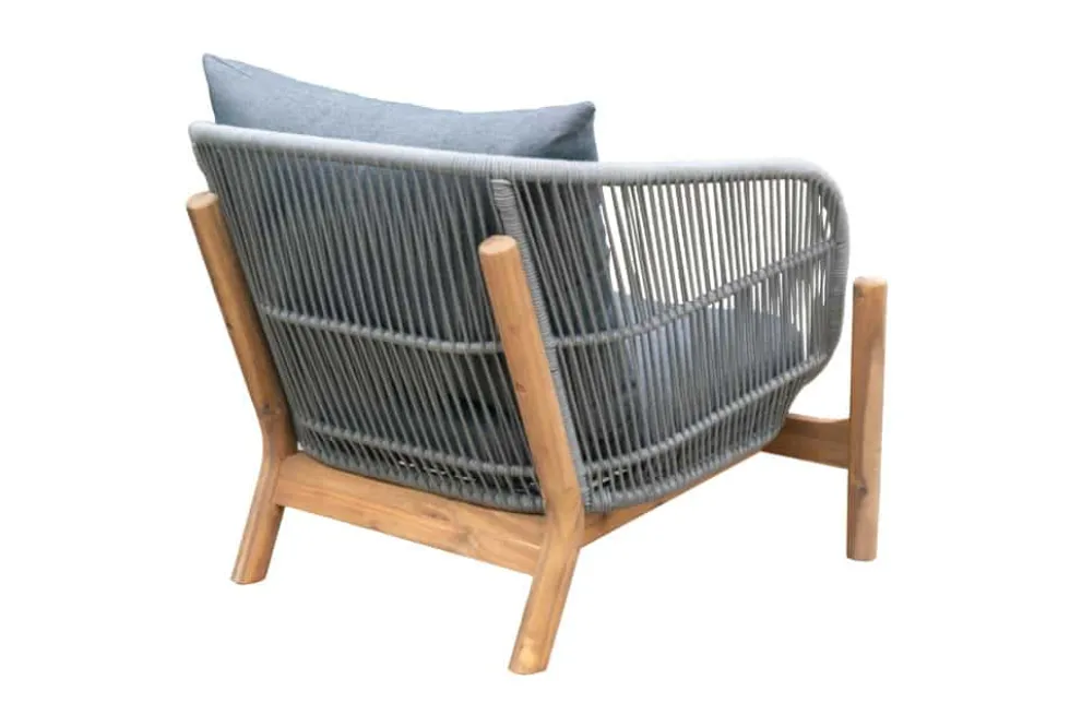 Wetterfestes Gartenlounge Set ROPE grau natur Akazienholz Aluminium inkl. Tisch Sitzpolster