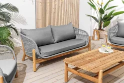 Wetterfestes Gartenlounge Set ROPE grau natur Akazienholz Aluminium inkl. Tisch Sitzpolster