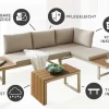 Wetterfestes Gartenmöbel Set IBIZA MODULAR LOUNGE 250cm champagner greige Aluminium