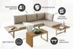 Wetterfestes Gartenmöbel Set IBIZA MODULAR LOUNGE 250cm champagner greige Aluminium