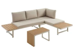 Wetterfestes Gartenmöbel Set IBIZA MODULAR LOUNGE 250cm champagner greige Aluminium