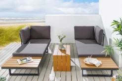 Wetterfestes Gartenmöbel Set IBIZA MODULAR LOUNGE 250cm champagner greige Aluminium