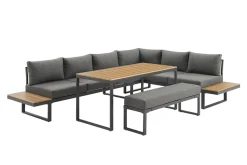 Wetterfestes Gartenmöbel Set IBIZA GRAND 280cm anthrazit Aluminium inkl. Sitzpolster