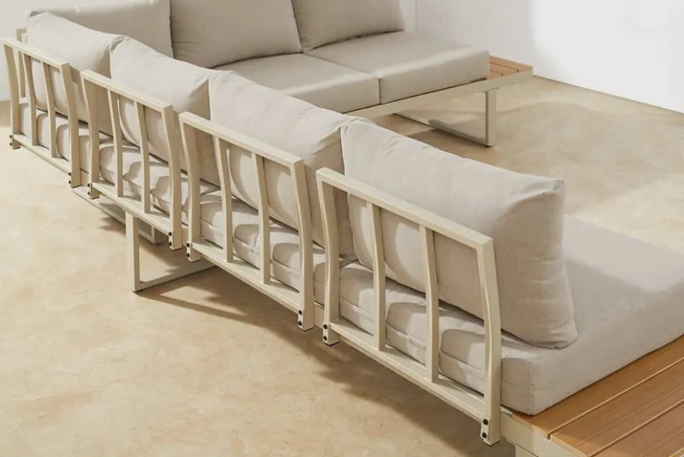 Wetterfestes Gartenmöbel Set IBIZA GRAND 280cm greige Aluminium inkl. Sitzpolster