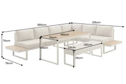 Wetterfestes Gartenmöbel Set IBIZA GRAND 280cm greige Aluminium inkl. Sitzpolster