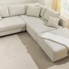 Wohnlandschaft KENT 220cm beige Strukturstoff Ecksofa Federkern inkl. Hocker
