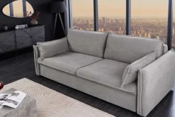 XXL Sofa mit Schlaffunktion APARTMENT grau Cord inkl. Bettkasten und Kissen