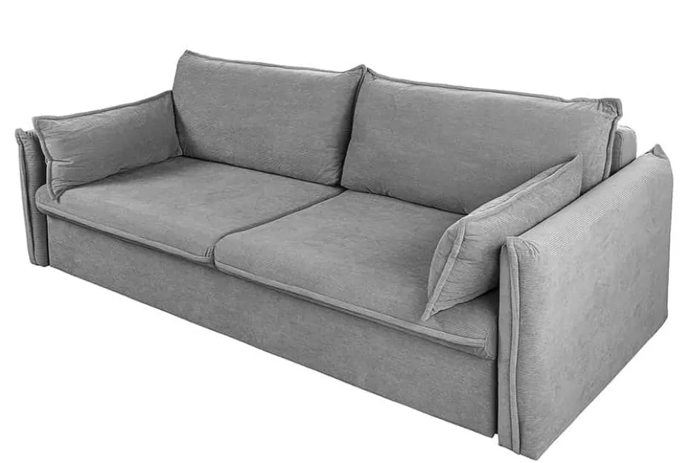XXL Sofa mit Schlaffunktion APARTMENT grau Cord inkl. Bettkasten und Kissen