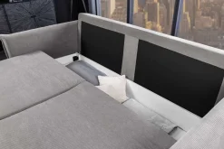 XXL Sofa mit Schlaffunktion APARTMENT grau Cord inkl. Bettkasten und Kissen