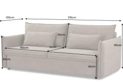 XXL Sofa mit Schlaffunktion APARTMENT taupe Cord inkl. Bettkasten und Kissen