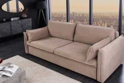 XXL Sofa mit Schlaffunktion APARTMENT taupe Cord inkl. Bettkasten und Kissen