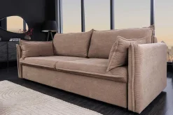 XXL Sofa mit Schlaffunktion APARTMENT taupe Cord inkl. Bettkasten und Kissen