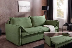XXL Sofa mit Schlaffunktion APARTMENT grün Cord inkl. Bettkasten und Kissen
